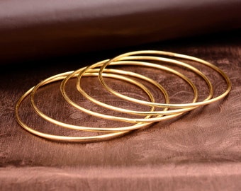 14K Gold Waterproof Bangle: Thin Tarnish-Free Stacking Bangle