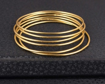 14K Gold Waterproof Bangle - Thin Tarnish-Free Stacking Bangle