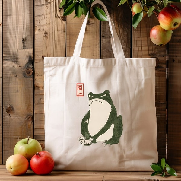 Matsumoto Hoji,Frog Tote Bag,Fine Art Tote Bag,Frog Meme