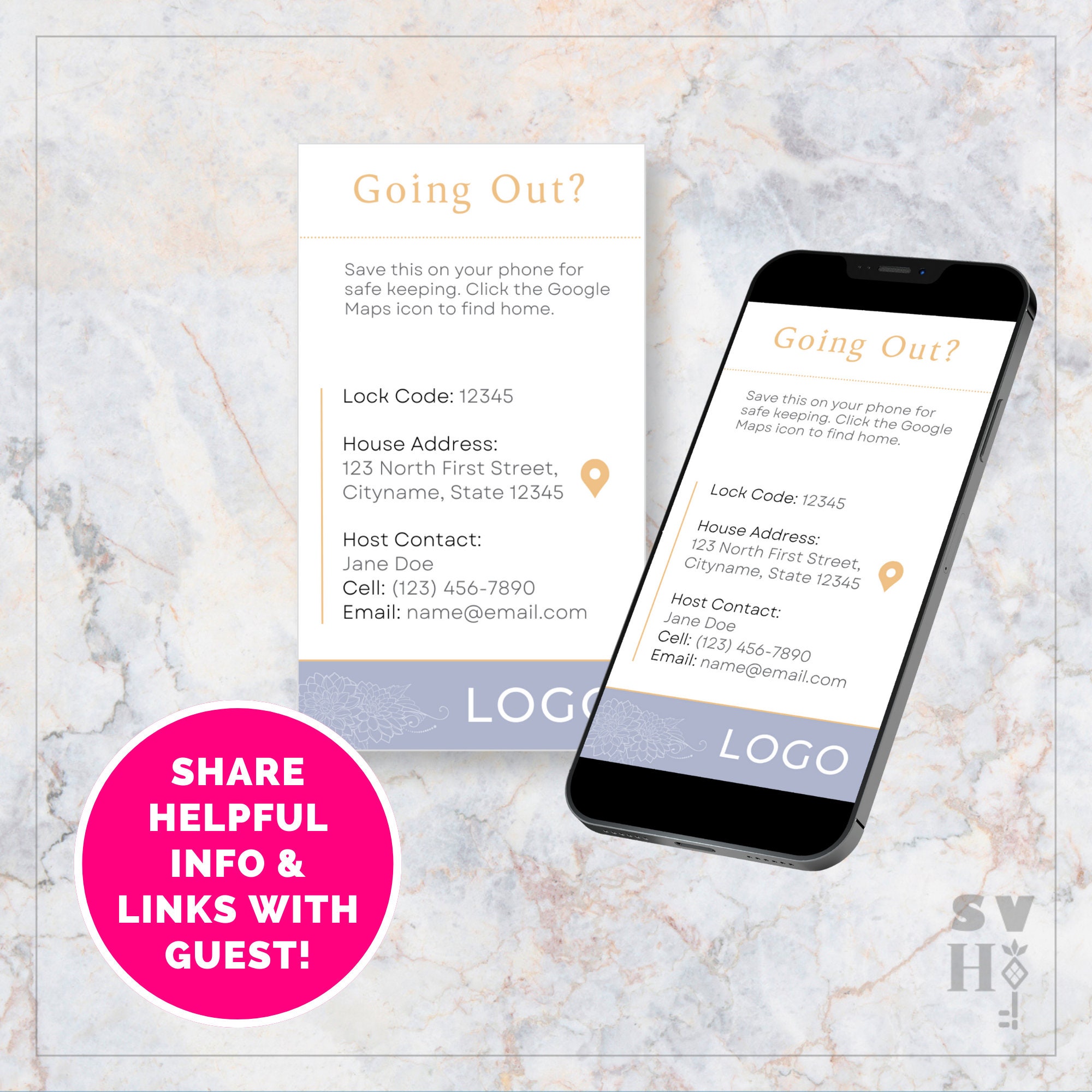 Digital Going Out Card Template - Enchanting Elegance ~ | Airbnb | VRBO ...