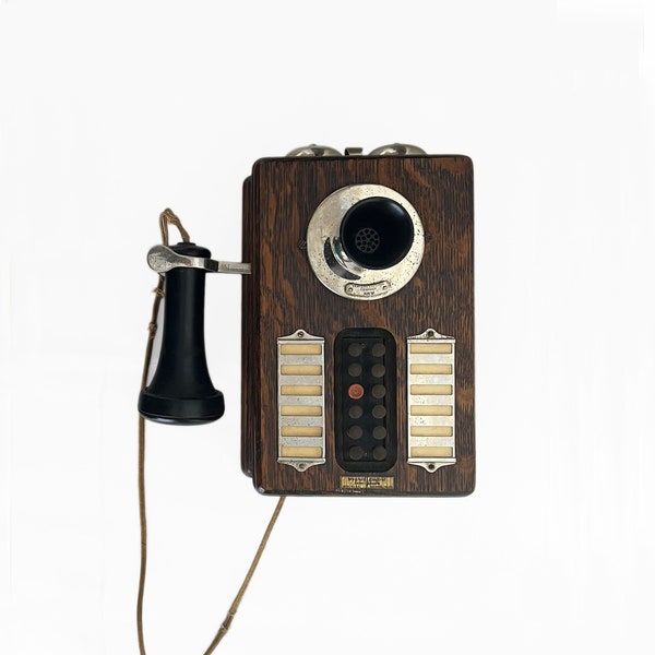 RARE Antique Western Electric Interphone 1907 - Wall Mount Golden Oak Intercom