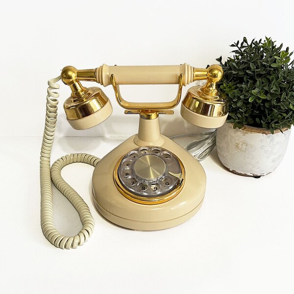 Vintage Western Electric Cream/Gold French Style Rotary Phone - Vintage French Style Telephone