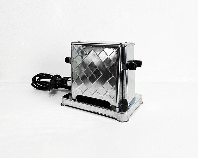 Vintage Toaster Model 202 Chrome 2 Slice Toaster, Retro Toaster Flapper