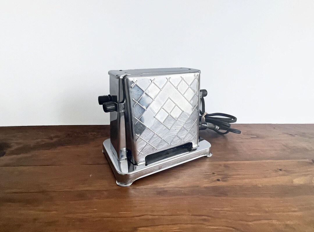 Vintage Toaster Model 202 Chrome 2 Slice Toaster, Retro Toaster Flapper