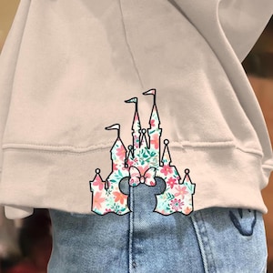 Magical Castle Floral Christmas Machine Embroidery Design, Mouse Appliqué Sweatshirt Embroidery Designs, Christmas Embroidery Design File