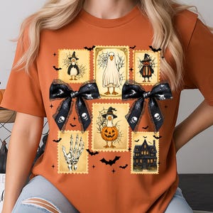 Vintage Halloween Goose Postage PNG, Cute Spooky Goose Png, Witch Goose Png, Boo Ghost Goose Png, Pumpkin Goose PNG, Gothic Lace Bow Png