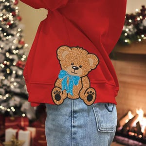 Sweat-shirt enfant appliqué sur le côté, Motif de broderie ours mignon, Motif de broderie visage d'ours, Broderie d'ours, Appliqué pour enfants