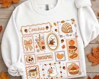 Cute Spooky Conchas Png, Spanish Halloween Png, Pantasmas Png, Mexican Conchas Ghost Png, Pan Dulce, Spooky Latina Png, Halloween Doodle Png