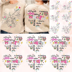 Bundle Madre Png, Spanish Mama Png, Latina Mom Png, Mama Sweatshirt, Happy Mother&#39;s Day, Floral Madre Png, Personalized Up to 6 Kids