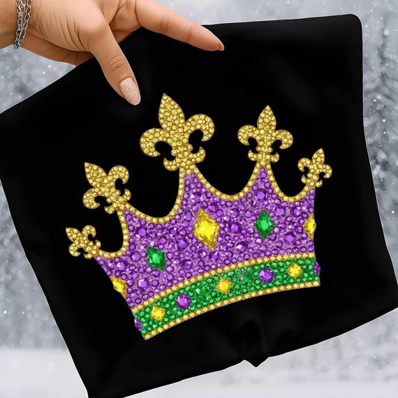Mardi Gras Crown Rhinestone Png, Preppy Glitter Mardi Gras Png, Fleur De Lis Png, Mardi Gras Sparkle Png, Louisiana Png, Purple Green Gold