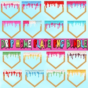 Waffel Haus Teller Png Bundle, Tropf Baseball Platte Png, Baseball Haus, Eis tropft Png, tropfender Baseball Eis tropft, digitaler Download