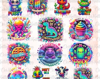 Bundle Don't Be A Twatwaffle, Dickasaurus, Cuntcake, Sarcastic Png, Prick, Thundercunt, Hippo Shirt Png, Humor Adult, Funny Sublimation