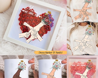 Personalized Up to 6 Kids Floral Mother's Day Holding Hand Png, Mama Flower Png, Kids Mama Hand Png, Mother's Day Floral Png,Mothers Day Png