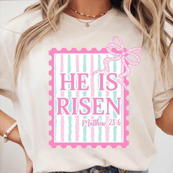 He Is Risen Png, Retro Easter Postage Stamp Png, Easter Coquette Png, Preppy Easter Png, Matthew 28:6 Png,Easter Pastel Png,Girls Easter Png