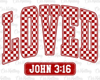 Checkered Varsity Png, Christian Valentines Png, Loved John 3:16 Png, Bible Verse Png, Loved XOXO Cupid Png, Happy Valentine Png