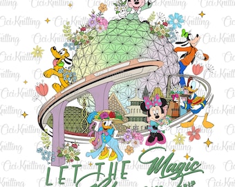 Let The Magic Blossom Png, Family Trip, Mouse And Friends Png, Floral Png, Magical Kingdom, Flower and Garden Festival, Family Vacation 2024