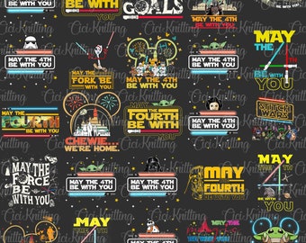 Bundle 25 Files May The 4th Be With You Png, May The Fourth Be With You Png, Light Saber Png, Cartoon 4th Be With You, Sublimation Design