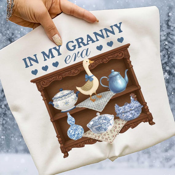 In My Granny Era Png, Vintage Farmhouse Kitchen Shelf Png, Grandma Geese Png Shirt, Thrifted Decor, Cottagecore Folk Art, 90s Vintage Style