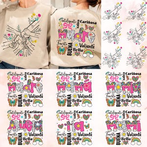Paquete Madre Png, Mamá Española Png, Mamá Latina Png, Sudadera Mamá, Feliz Día de la Madre, Madre Floral Png, Personalizada hasta 6 Niños