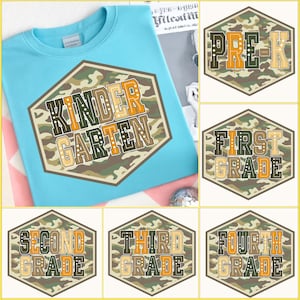 Retro Back to School Boys Old Camo PNG Bundle, Kindergarten Png, First Day of School PNG, Pre-K Png, School Grade Png, Camo Teacher Png
