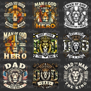 Bundle Man Of God Husband Daddy Protector Hero Png, Best Dad PNG, Father&#39;s Day Png, Black King Png,Lion Dad Png,Black Dad Sublimation Design