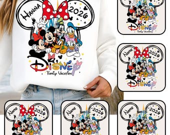 Vacaciones familiares personalizadas (PNG), Escuadrón de Ratón y sus amigos (PNG), Camiseta a juego para viaje familiar 2026 (PNG), Modo vacaciones, El mejor día de tu vida, Reino Mágico
