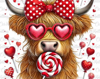 Vache Highland Png, Coquette de la Saint-Valentin Png, Saint-Valentin coeur Png, Saint-Valentin, Saint-Valentin rétro Png, Love Png, Sublimation Designs
