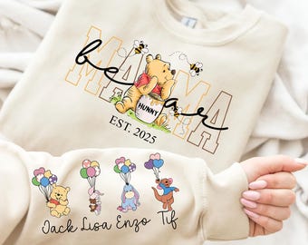 Custom Mama Bear shirt png, Mama Est with Kid Name on Sleeve Png, Personalized Mom Png, Custom Mothers Day Gift, Mother&#39;s Day Png