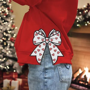 Coquette Bow hart stoffen Sweatshirt borduurontwerp, liefde XOXO Cupido borduurwerk ontwerpen, hart liefde borduren 6 maten direct downloaden