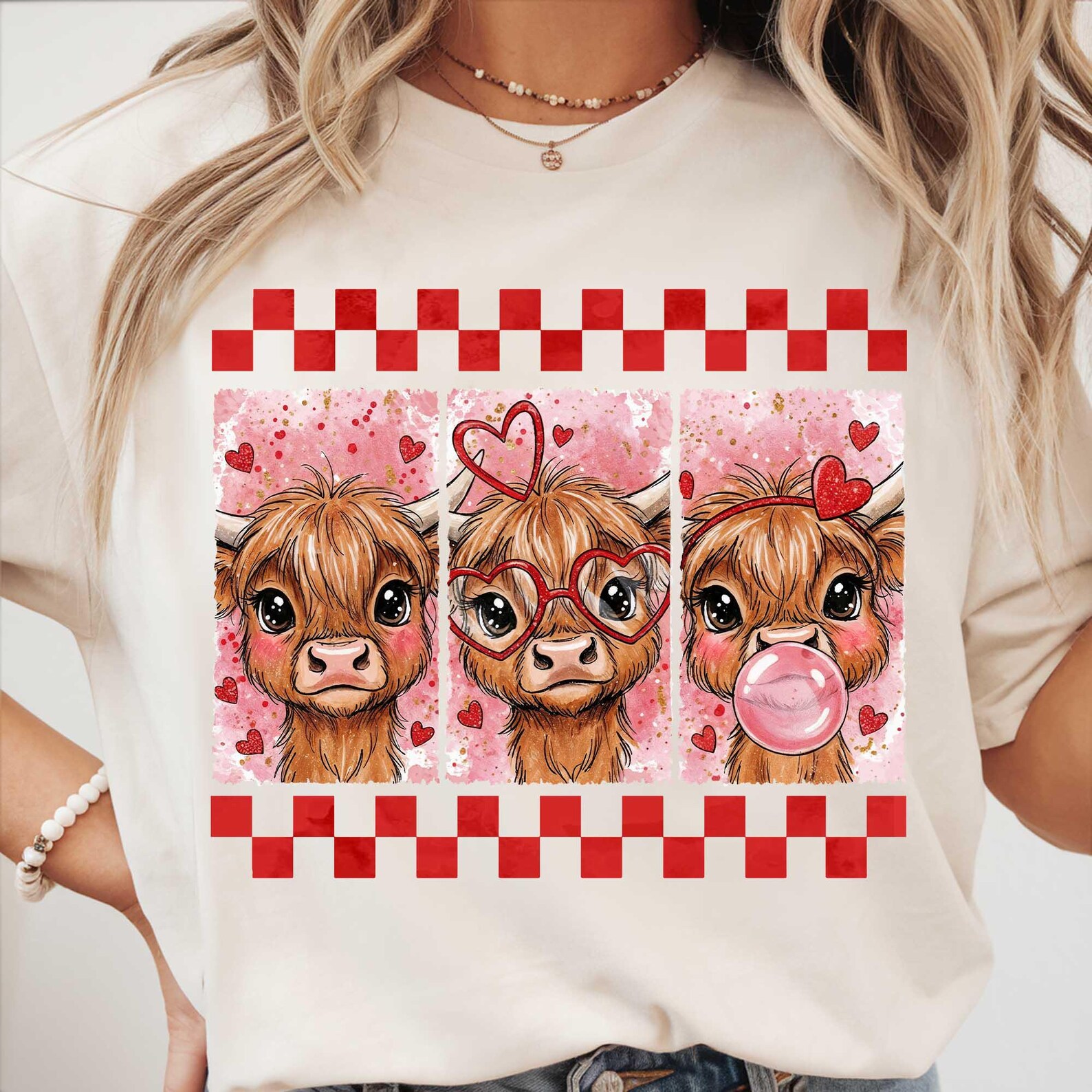 Cute Cow Valentine Png, Western Valentine Png, Highland Cow, Preppy