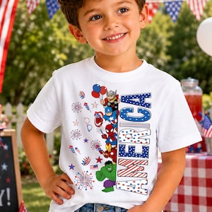 Boy 4th of July Superhero Png, Kids Patriotic Png, American Flag Png, Cartoon America Shirt Png, Independence Day Png, Digital Download