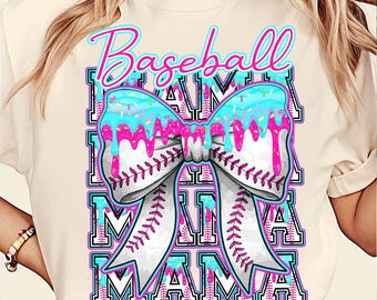 Mamá de béisbol (Png), Lazo de coqueta de béisbol (Png), Sublimación de mamá de béisbol, Goteo de mamá de béisbol (Png), Diseño de camiseta con goteo de helado de béisbol