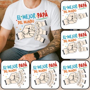 Personalized Toddler Kid El Mejor Papa Del Mundo Fist Bump Bundle Png, Spanish Papá Png, Custom Father's Day Fist Bump Set Png, Latina Dad