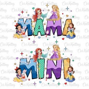 Bundle Mama Mini Png, Cartoon Princess Png, Family Trip 2024 Png, Mother And Daughter, Magical Kingdom, Family Vacation Png, Vacay Mode Png