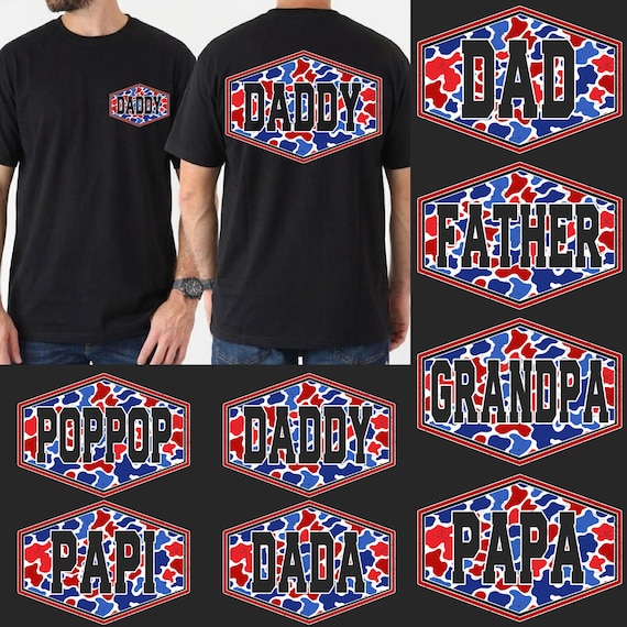 Vintage Camo Dad Png Bundle, Red White and Camouflage Dad Png, Varsity Daddy Design, Father's Day Png, Gift for Grandpa, Dad Shirt Design