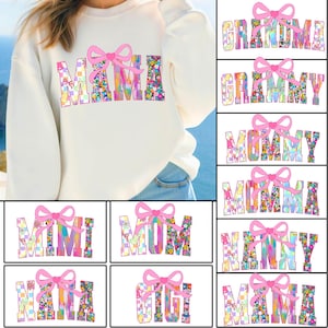 Easter Png Bundle, Mama Easter Coquette Png, Happy Easter PNG, Mini, Nana, Gigi, Retro Easter Egg Png, Easter Bunny Png, Floral Spring Png