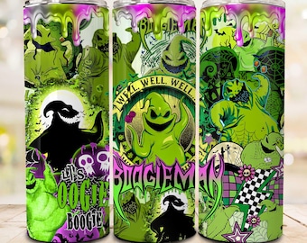 Horror Green Character Halloween 20oz Skinny Tumbler Wrap Png, Spooky Vibes, Trick Or Treat, Character Movie 20oz Tumbler, Digital Download