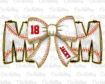 Lazo de béisbol personalizado Png, camiseta de mamá de béisbol con nombre de niño y número de camiseta Png, día de juego Png, coqueta de béisbol, mamá de béisbol Png