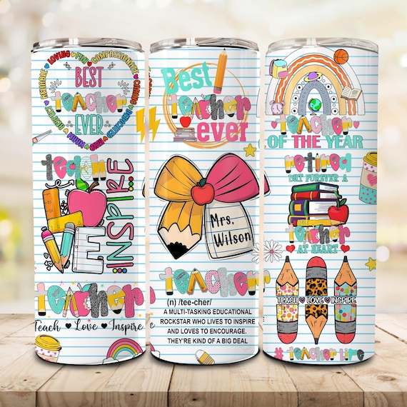 Personalized Teacher Tumbler Sublimation Design, 20 oz Skinny Tumbler Teacher Name File, Teacher Fuel, Teacher Wrap Png, Teacher Life Png