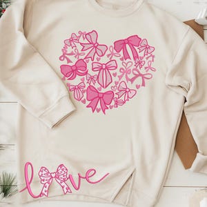 Kokette Schleife Herz Applikation Sweatshirt Stickmuster, Liebe XOXO Valentine Stickdatei, Herz sticken 6 Größen Sofort-Download