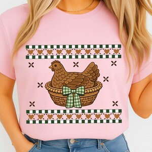 Vintage Hen Thrifted Png, Hen In Nest Png, Retro Animal Cottagecore Png, 90s Grandma Core Inspired, Granny Sweater Style, Trendy Design image 5