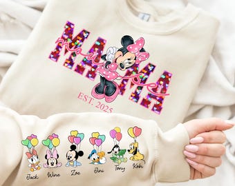 Personalized Mama Mouse with children's Names Png, Custom Name On Sleeve, Matching Family Mouse Shirt Design, Mom and Daughter Png, Mama Png