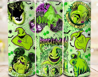 Horror Green Character Halloween 20oz Skinny Tumbler Wrap Png, Spooky Vibes, Trick Or Treat, Character Movie 20oz Tumbler, Digital Download
