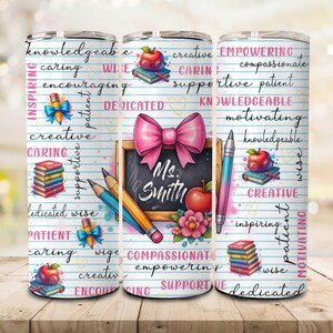 Personalized Teacher Tumbler Sublimation Design, 20 oz Skinny Tumbler Teacher Name File, Teacher Fuel, Teacher Wrap Png, Teacher Life Png