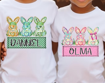 Brush Stroke Easter Png Bundle, Custom Boy/ Girl Name Easter Png, Easter Bunnies With Cap Bow,Easter Kids Name Png,Preppy Glitter Easter Png