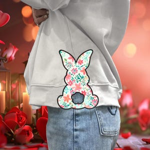 Appliqué joyeuses Pâques sweat-shirt motif de broderie, noeud de broderie de Pâques 6 tailles, motif de Pâques enfant pailleté enfant/matelassé