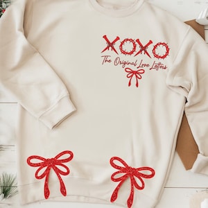 Sudadera con apliques de letras de amor originales XOXO, diseño de bordado XOXO Valentine, corazón bordado, 6 tamaños, descarga instantánea