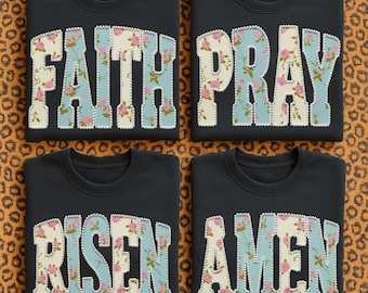 Pearls Jesus Png Bundle, Boho Floral Christian Png, Faux Pearls Amen Faith Pray Png, Retro Rose Floral Religious Design, Preppy Cottagecore