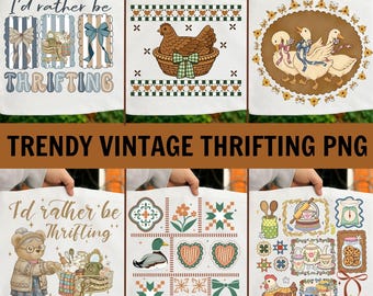 Trendy Vintage Thrifting Png Bundle, Grandma Core Png, Thrifted Decor, Granny Sweater Design, Cottagecore Png,Vintage Style,Instant Download