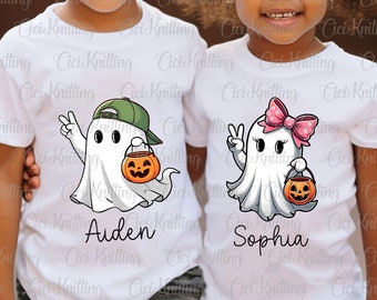 Bundel aangepaste spook Halloween met kindernamen png, jongensmeisje halloween png,, spookachtig seizoen, retro Halloween png herfstpompoen png, Boujee-spook